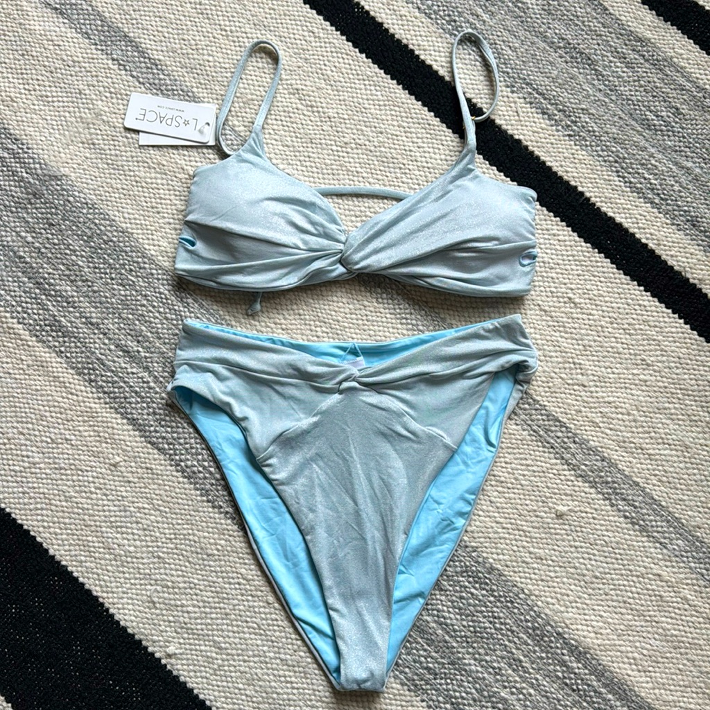 New L Space Shimmer Ringo Top & Nancy Lee Bitsy Bottoms Bikini Set Nwt